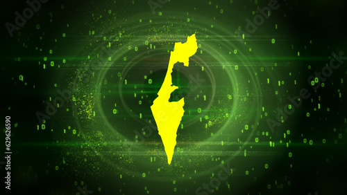 Israel Map on Digital Technology Background