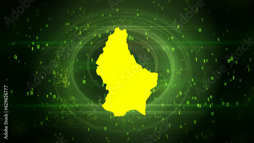 Luxembourg Map on Digital Technology Background
