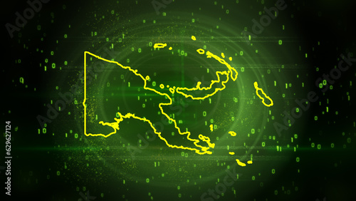 Papua New Guinea Map on Digital Technology Background 