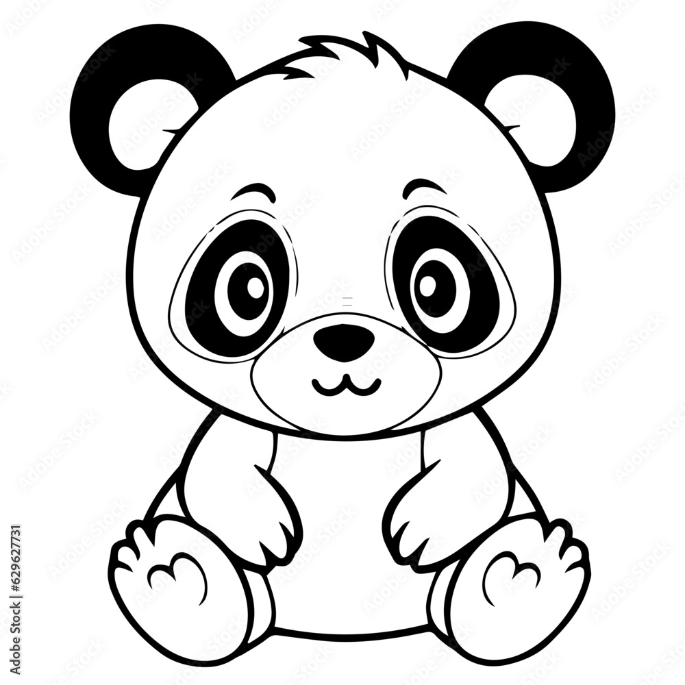 panda bear. Cartoon outlined design panda bear. Cartoon outlined design
