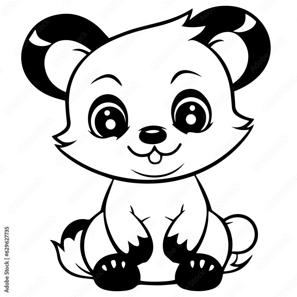 panda bear. Cartoon outlined design panda bear. Cartoon outlined design