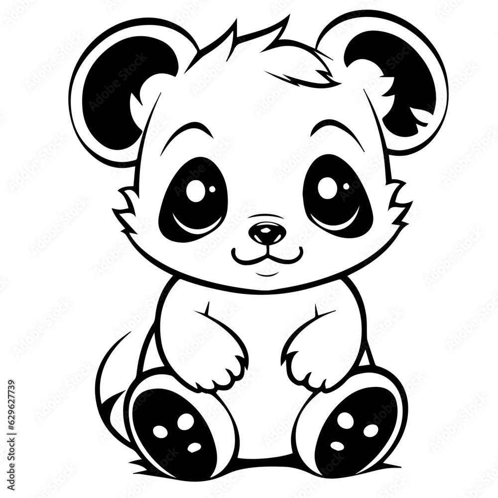panda bear. Cartoon outlined design