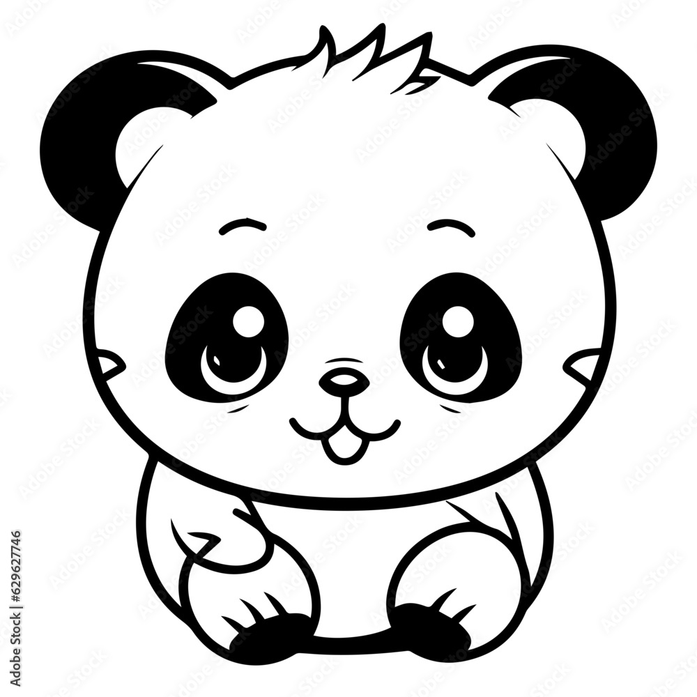 Fototapeta premium panda bear. Cartoon outlined design