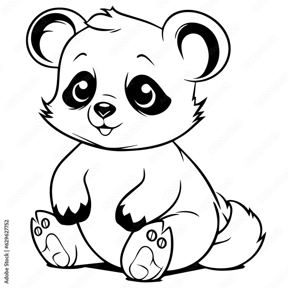 panda bear. Cartoon outlined design panda bear. Cartoon outlined design