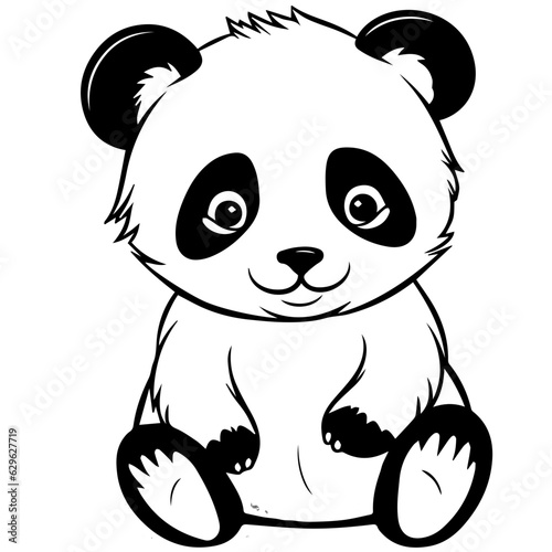 panda bear. Cartoon outlined design