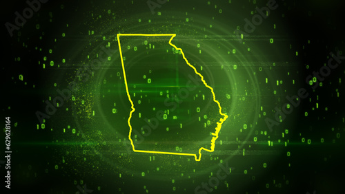 Georgia State Map on Digital Technology Background