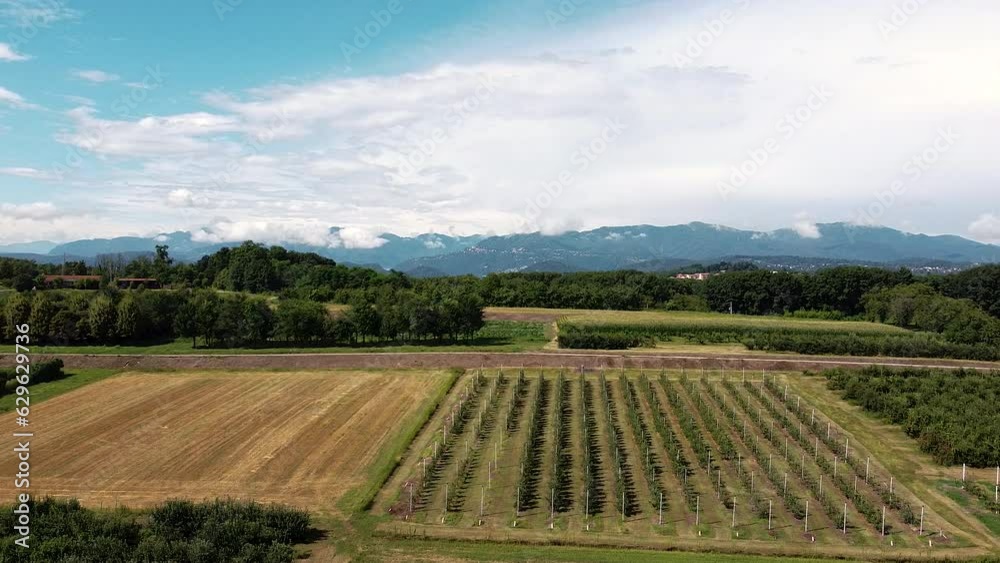 Panoramic view of Prealps and farmlands in Lombardy Northern Italy Panoramic view of Prealps and farmlands in Lombardy Northern Italy