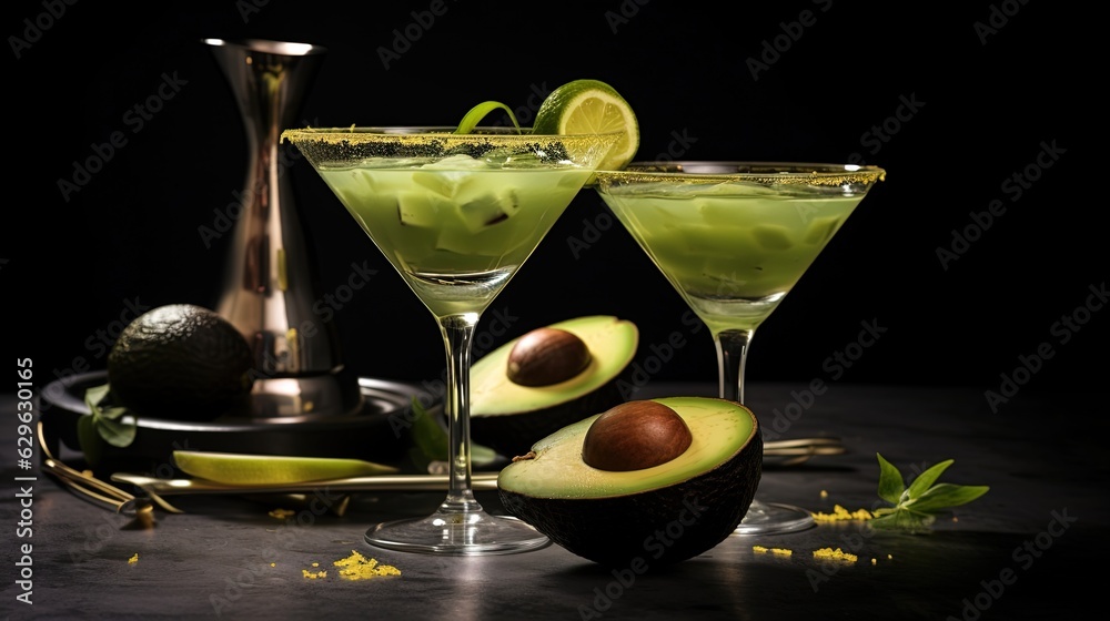 A Juicy Drink with Avocado. Cocktail with Avocado, Professional Photoshoot. A Juicy Drink with Avocado. Cocktail with Avocado, Professional Photoshoot.
