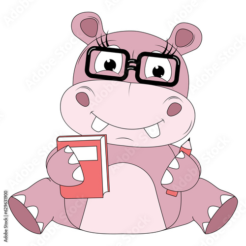 cute hippo animal cartoon