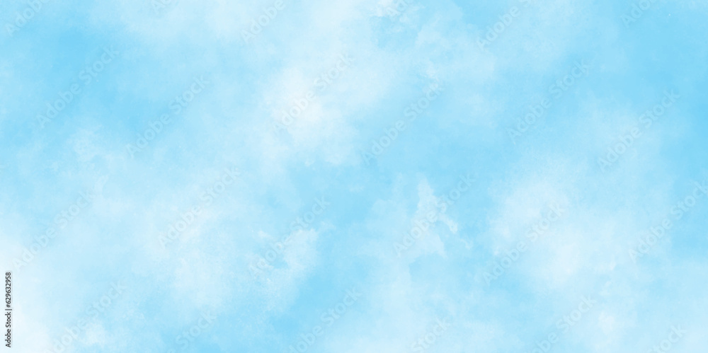 Abstract Creative and decorative blurred hand-painted and cloudy wet ink effect sky blue color watercolor background with stains and used as wallpaper, cover, card and design.	