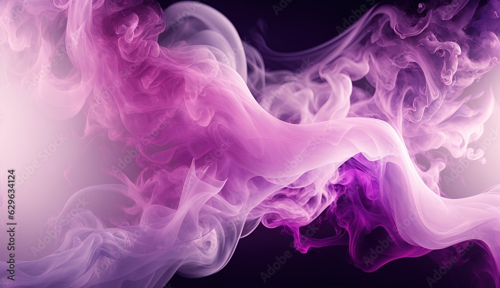 Generative AI, Flowing light pink, viva magenta smoke with splashes. Soft fluid banner, spring female mood, 3D effect, modern macro realistic abstract background illustration, ink in water effect