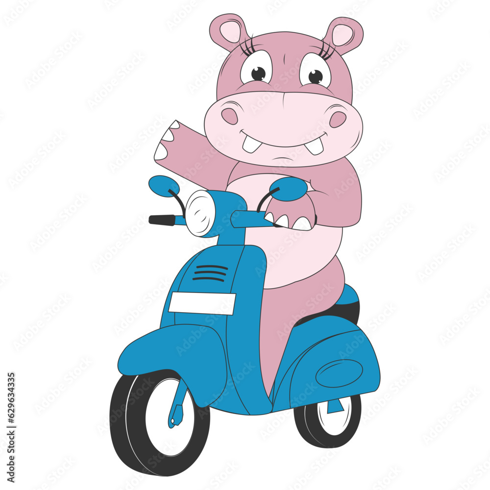 cute hippo cartoon ride motorcycle cute hippo cartoon ride motorcycle