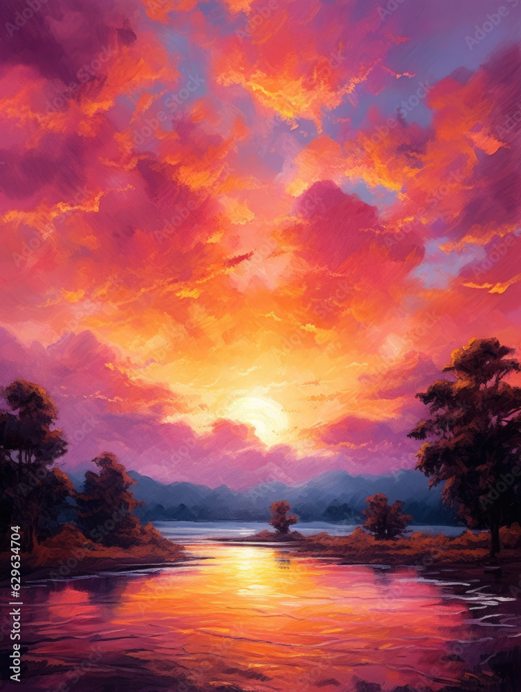 A breathtaking sunset painting the sky with pinks and oranges. .