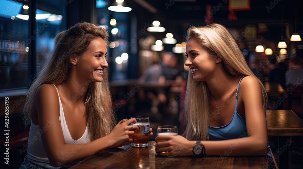 2 Beautiful Girls at the Bar Drinking some Cocktails. Elegant & Sexy Dress. 2 Beautiful Girls at the Bar Drinking some Cocktails. Elegant & Sexy Dress.