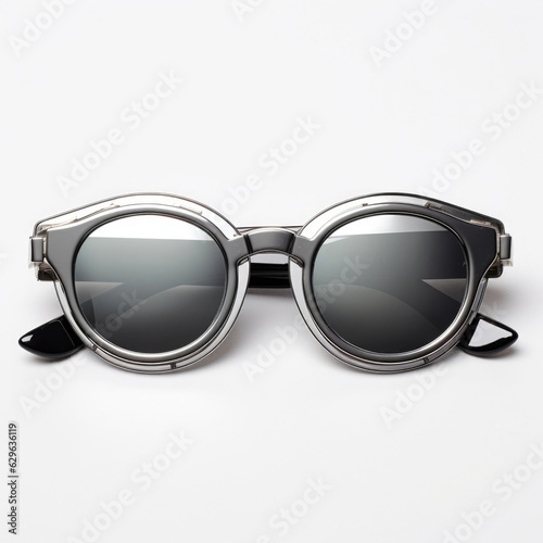 A stylish pair of shades – sleek chrome frames with mirrored lenses a hint of rebellion in their chunky design. .