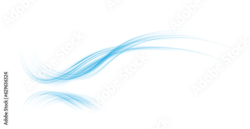 Blue magic spirals with sparkles. Blue light effect. Glitter particles with lines. Swirl effect. PNG. © Orange Sky