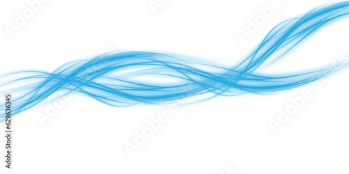 Blue magic spirals with sparkles. Blue light effect. Glitter particles with lines. Swirl effect. PNG.