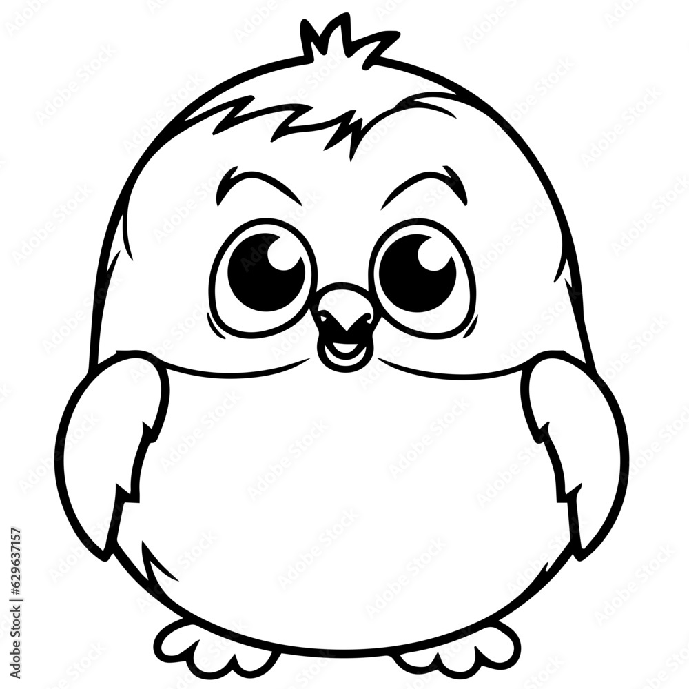 Fototapeta premium Colorless funny cartoon penguin. Vector illustration