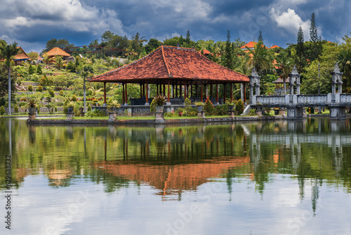 Water Palace Taman Ujung in Bali. Balinese architecture with water © artifirsov