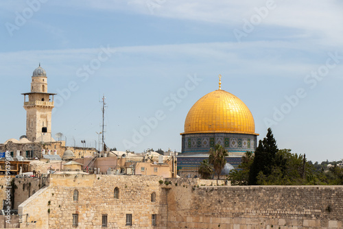 Temple Mount including Al Aqsa Mosque and Dome of the Rock. Jerusalem  Palestine