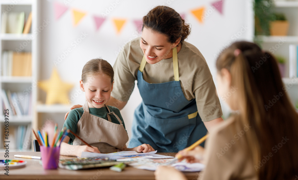 kids and teacher at the art class kids and teacher at the art class