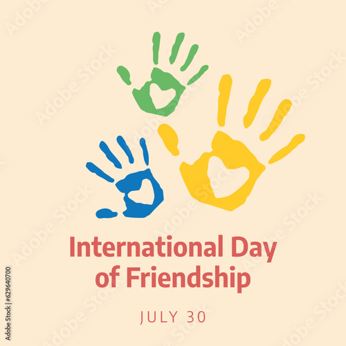International day of friendship design template suitable for greeting. Hand vector design. flat hand illustration. flat design.