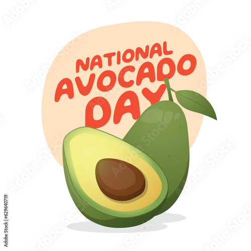 National avocado day design template good for greeting. Avocado design. Avocado illustration. National avocado day greeting template. flat design.