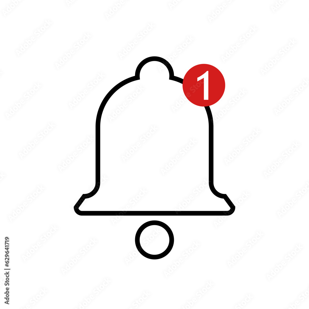 Fototapeta premium Notification bell. Vector, flat design. Message, alarm, ring, call, reminder.