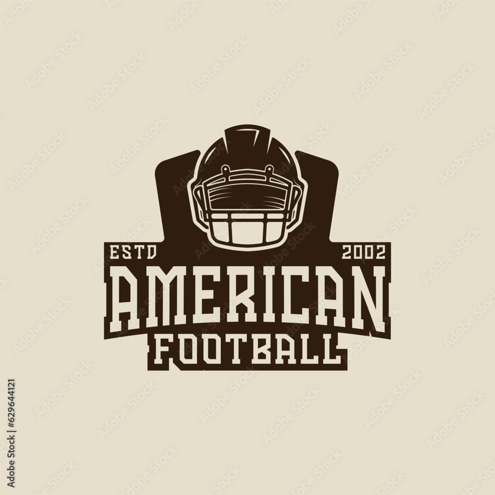 american football logo helmet vintage vector illustration template icon graphic design. sport sign or symbol for club or league tournament