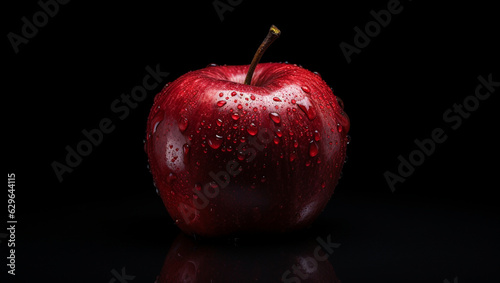Beautiful red apple on a black background.