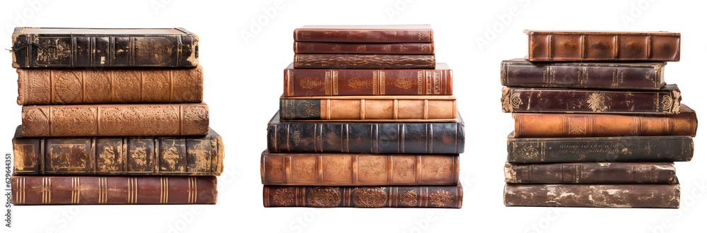 Pile of Books, Stack of old books isolated on transparent background Pile of Books, Stack of old books isolated on transparent background