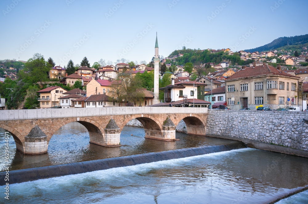 View of Sarajevo Old Town at Dusk, Bosnia - Herzegovina
