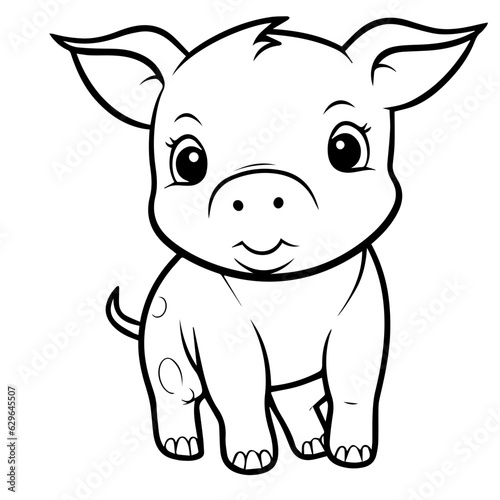 Cute Pig With coloring book page
