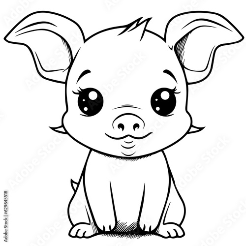Cute Pig With coloring book page