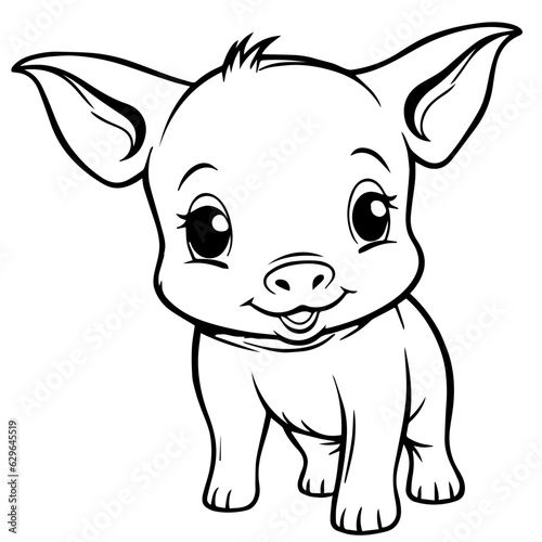 Cute Pig With coloring book page