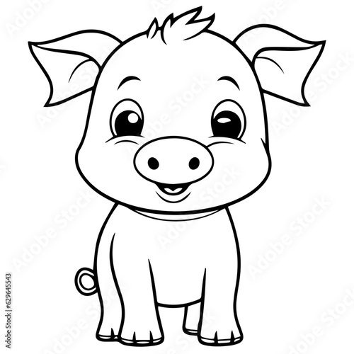 Cute Pig With coloring book page