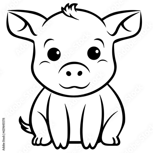Cute Pig With coloring book page
