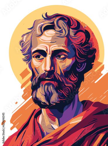 Canvastavla Saint Peter Apostle of Christ Colored Vector Illustration.