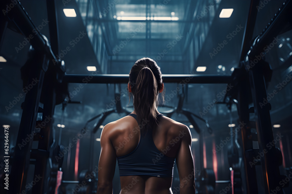 Powerful Fitness Woman from Behind: A Striking High-Detail Portrait Powerful Fitness Woman from Behind: A Striking High-Detail Portrait