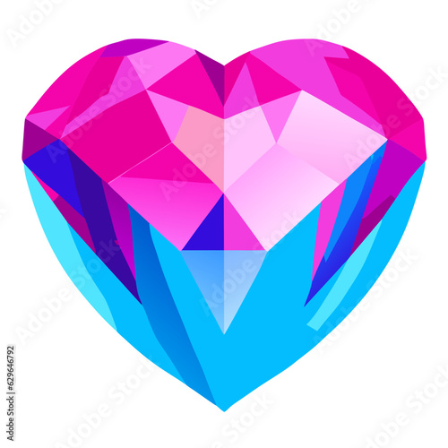 Pink and Blue Gemstone Heart