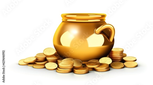 Indian festival Dhanteras and Diwali worship background with Goddess Lakshmi, Laxmi golden coins stock.illustration