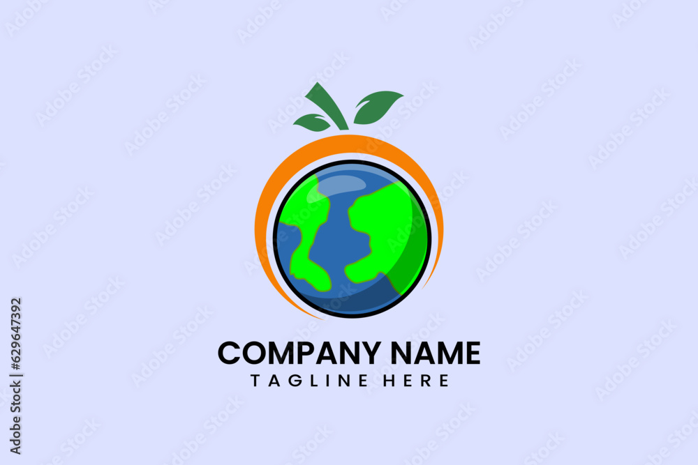 Flat vector earth orange logo modern template Flat vector earth orange logo modern template