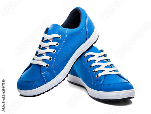 Blue sneakers shoes isolated on transparent or white background, png