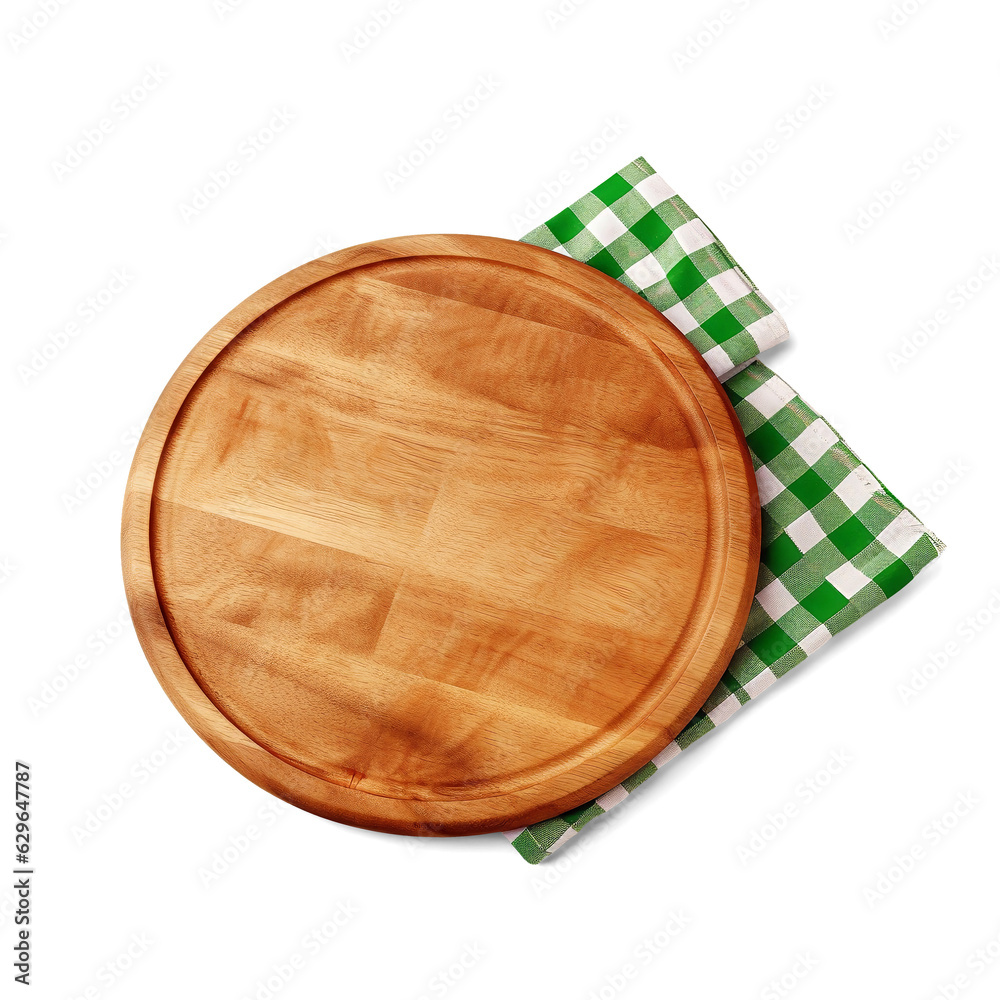Empty pizza board and napkin isolated on transparent or white background, png Empty pizza board and napkin isolated on transparent or white background, png