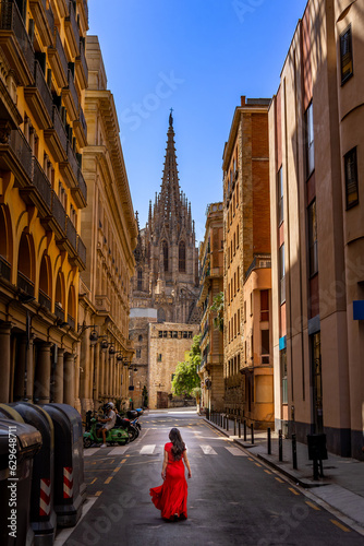 Barcelona Cathedral with the beautiful gothic facade