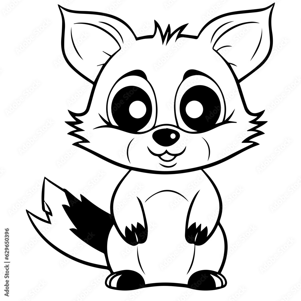 Raccoon. Element for coloring page. Cartoon style.