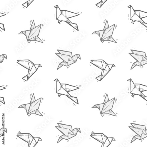 Tsuru origami vector seamless pattern photo