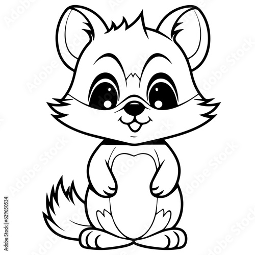 Raccoon. Element for coloring page. Cartoon style.