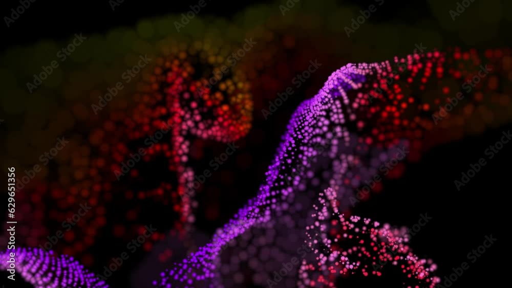 magic multicolor particles fly in viscous liquid with amazing bokeh for fantastic festive background in 4k. Close-up shot, 3d render