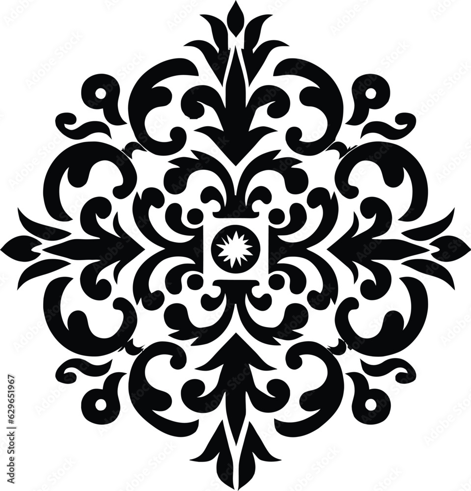 Mandala Pattern Stencil doodles sketch good mood. White mandala on black Pattern Stencil Doodles Sketch